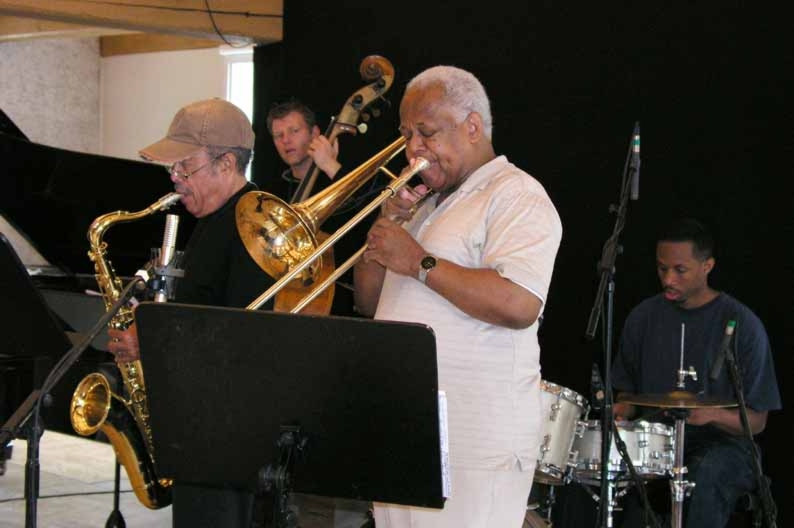 Rehearsal with Johnny Griffin, Slide Hampton and Willie Jones III 
at 2004 Jazzbaltica
